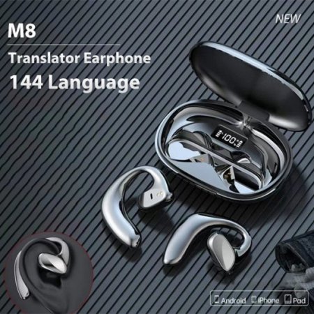 Language Translator Earbuds, 144 Languages High Accuracy Translator Headset BT 5.3 Two Way Real Time Translation Languages Speech Translator Earphones for Learning Traveling Sport