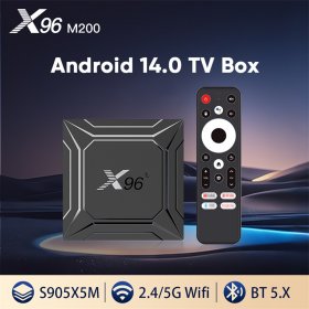 X96M200 Android TV Box 14.0, Amlogic S905X5M,4GB RAM 16/32/64GB ROM Android 14 TV Box 4K 1000M Ethernet Smart TV Boxes Support 2.4G 5G Dual WiFi BT5.X USB 2.0