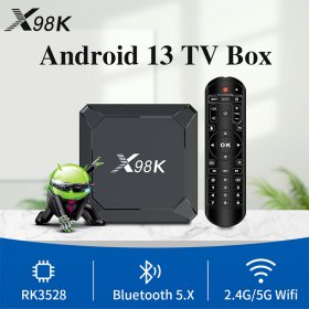 X98K RK3528A Android 14.0 TV Box 4GB RAM 32GB ROM, Android Box 6K1000M Ethernet Wi-Fi 6 2.4G/5G Dual-WiFi Support 4K Bluetooth 5.X USB 3.0 X98K Smart Box for TV